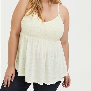 Torrid Yellow Slub Knit & Lace Cami - Size 5